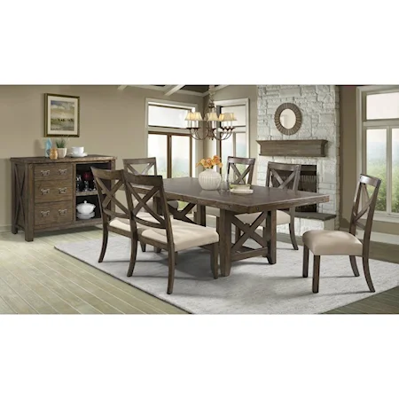 Rustic Table Set with X-Back Seating