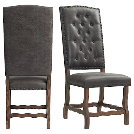 Tufted Tall Back Side Chair with Nailhead Trim