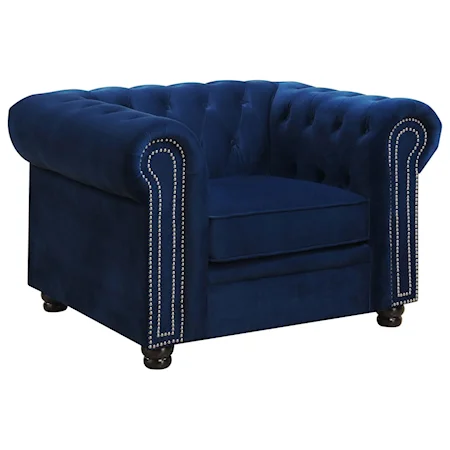 Transitional Chesterfield Chair with Nailhead Trim