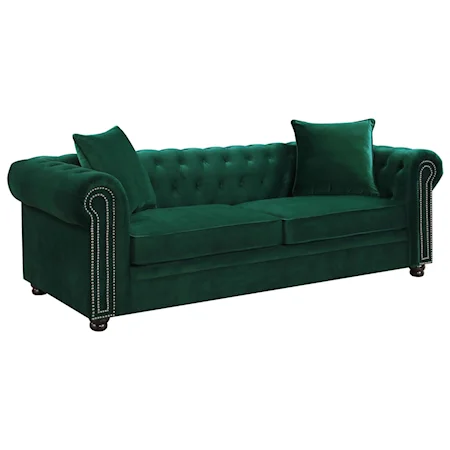 Transitional Chesterfield Sofa with Nailhead Trim