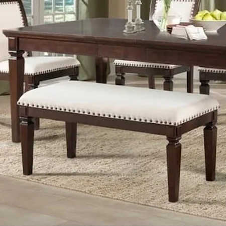 Upholstered Dining Bench with Nailhead Trim