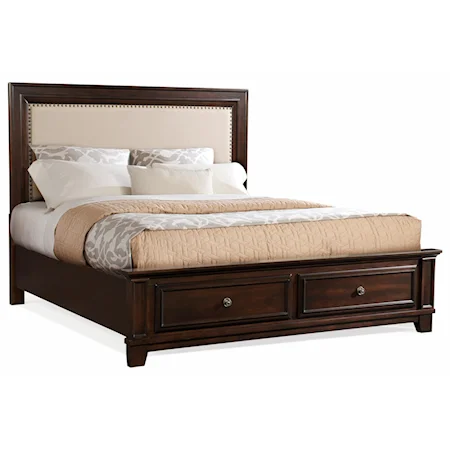 King Upholstered Low Profile Storage Bed