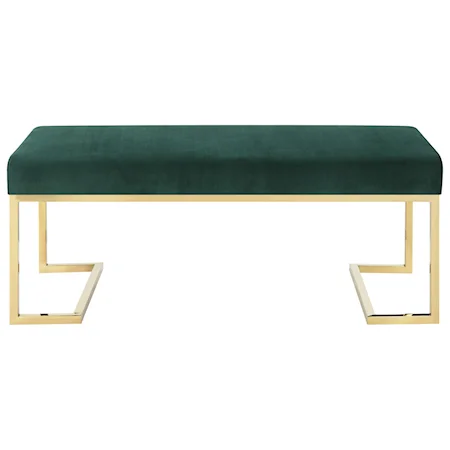 Mid-Century Modern Accent Bench with Metal Base