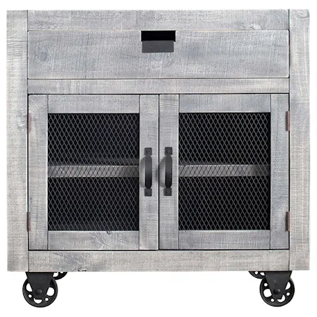 Industrial 2-Door Accent Chest with Casters