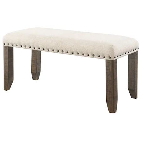 Rustic Dining Bench with Nailhead Trim