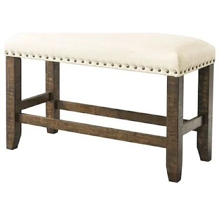 Counter Height Bench with Nailhead Trim