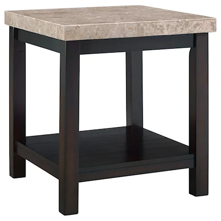 Square End Table with Marble Top