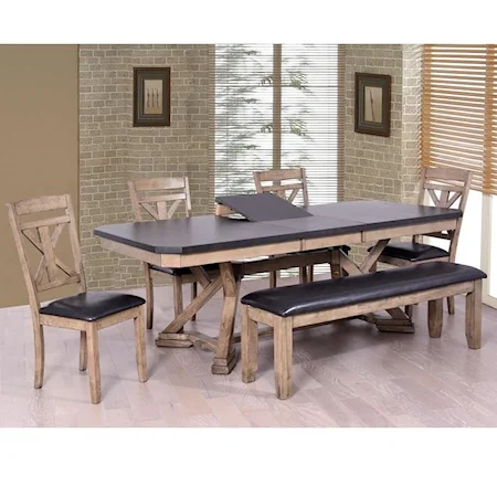 Rustic Dining Set with Bench