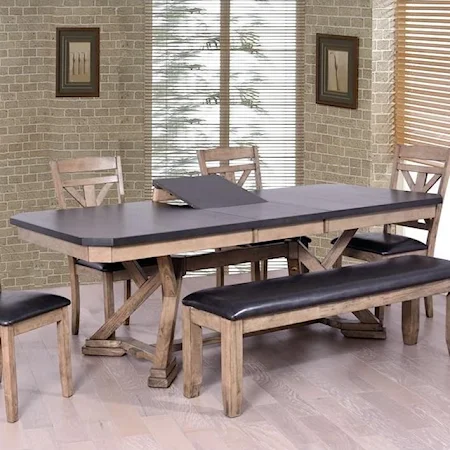 Two-Tone Dining Table with Cut Corners