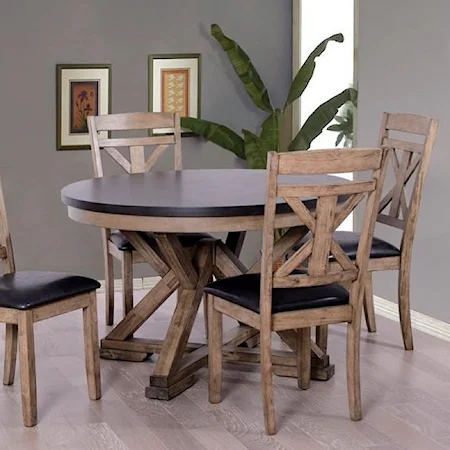 Two-Tone Round Dining Table