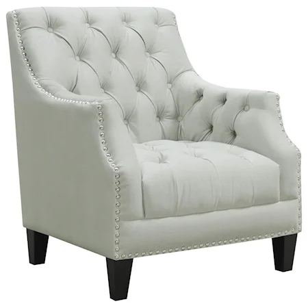Transitional Accent Chair with Nailhead Trim and Button Tufting