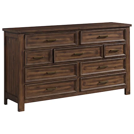 Transitional 9-Drawer Dresser with Felt-Lined Top Drawers