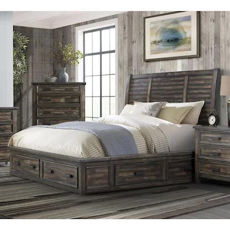 Transitional King 4-Drawer Platform Storage Bed