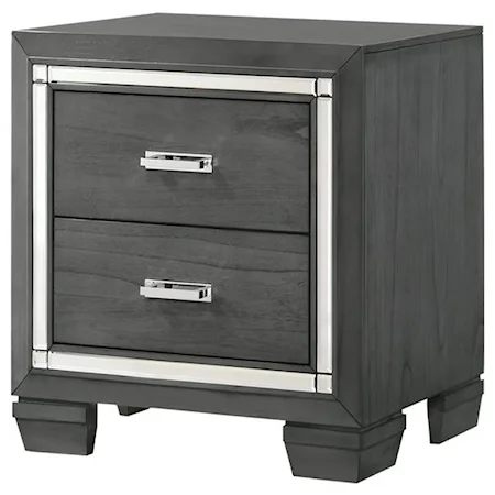 2 Drawer Nighstand with Chrome Accents