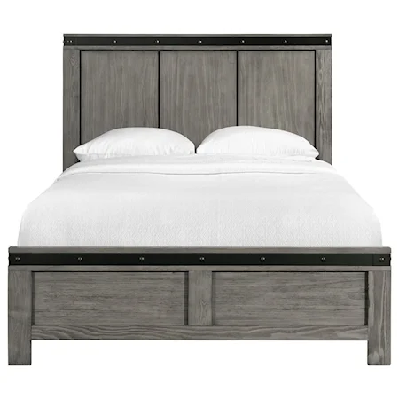 Contemporary Full Panel Bed with Metal Accent Trim