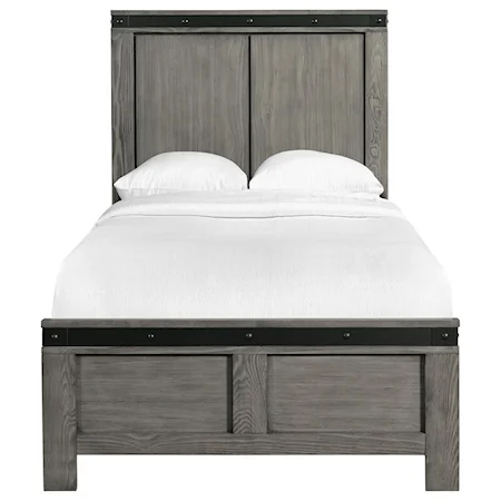 Contemporary Twin Panel Bed with Metal Accent Trim