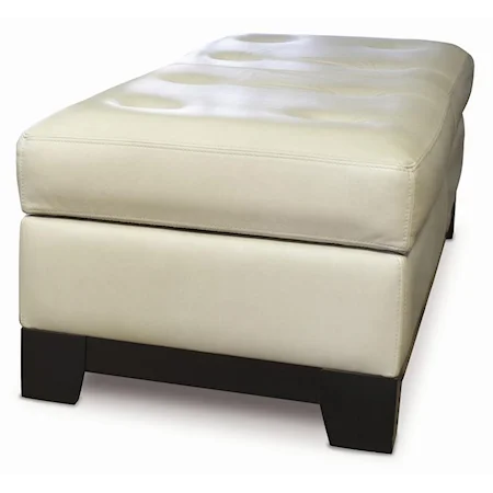 Leather Upholstered Bench with Tapered Wood Feet