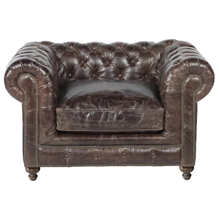Tufted Finn Chair  with Chesterfield Back and Nail Head Trim