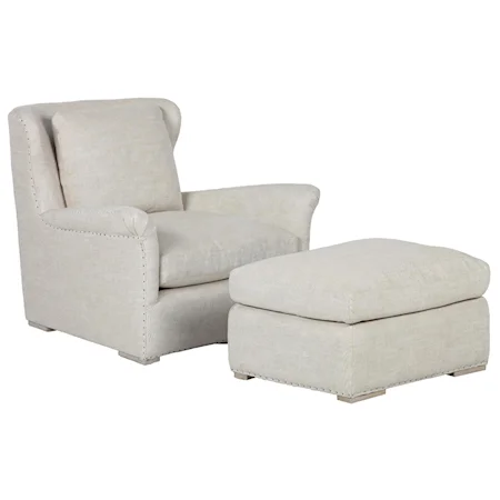 Comfortable and Transitional Elise Chair and Ottoman Set