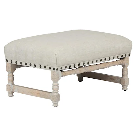 Transitional Luca Ottoman with Nail Head Trim