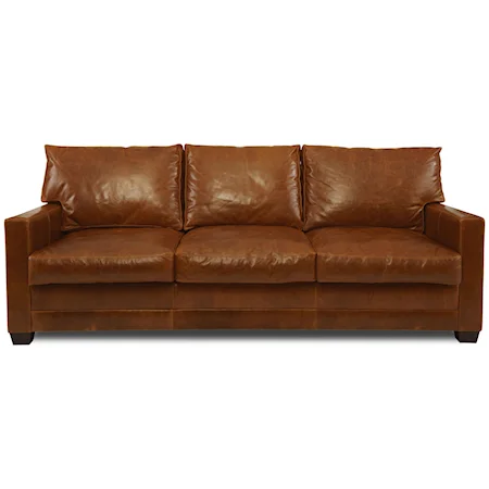 Contemporary Leather Sofa with Track Arms