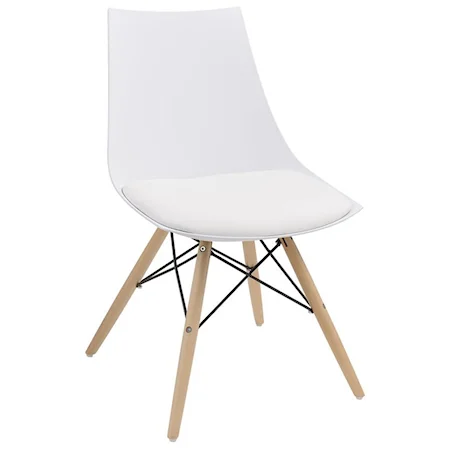 Dining Chair with PU Seat, Wood Base, and Metal Struts