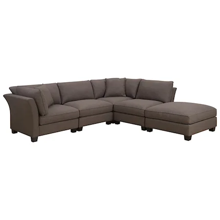 Transitional 5-Piece Sectional with Ottoman