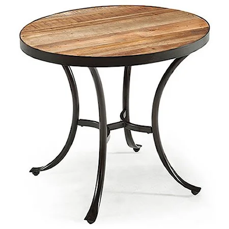 Oval End Table with Rustic Brown Finish