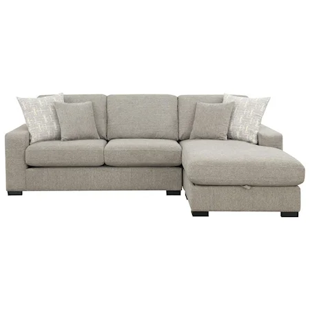 Casual 3-Seat Sectional Sofa with Storage Chaise Lounge