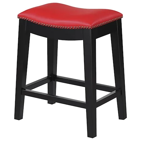 24'' Counter Height Stool with Faux Leather Upholstery and Nailheads