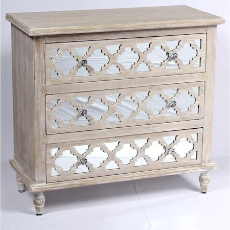 Vintage Mirrored Accent Chest with 3 Drawers