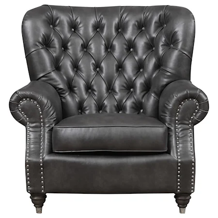 Traditional Faux Leather Tufted Chair