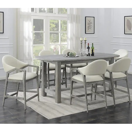 7-Piece Counter Height Dining Set with Faux Leather Bar Stools