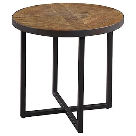 Round End Table with Metal Base