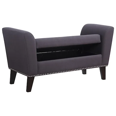 Upholstered Storage Bench with Nailhead Trim