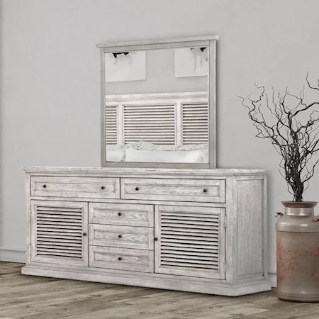 Relaxed Vintage 5-Drawer Dresser and Mirror Set