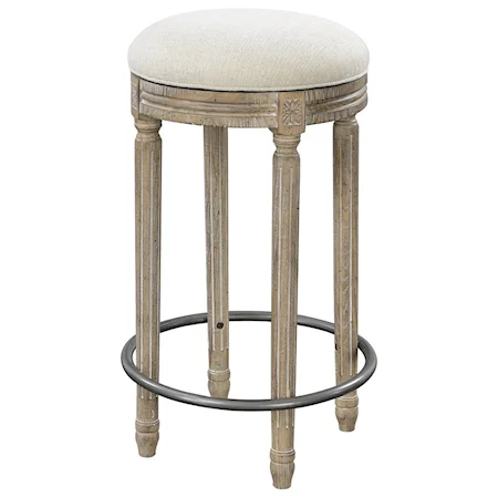 Barstool with Upholstered Seat and Foot Rest Ring