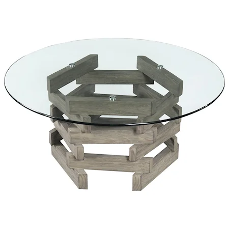 Contemporary Rustic Cocktail Table with Class Top