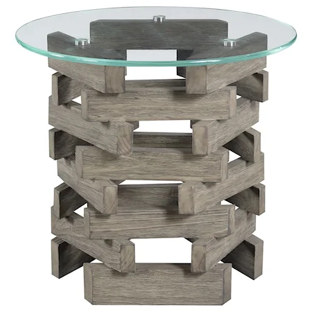 Contemporary Rustic End Table with Glass Top