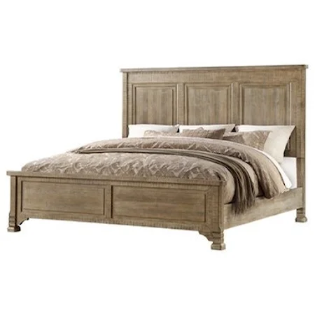 Transitional Queen Panel Bed with Prominent Headboard