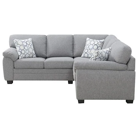 Transitional 2-Piece Sectional Sofa Sleeper with 3 Accent Pillows