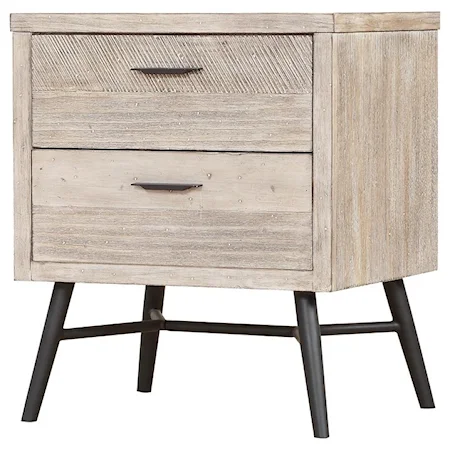 Contemporary 2-Drawer Nightstand with USB Ports and Outlets