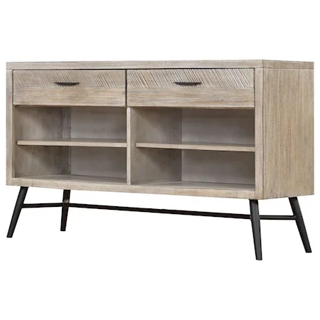 Contemporary Sofa Table with 4 Shelves and 2 Drawers