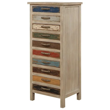 Multi Color Tall 10-Drawer Accent Chest