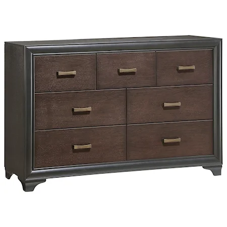 Transitional 7-Drawer Dresser with Fully Stained Drawer Interiors