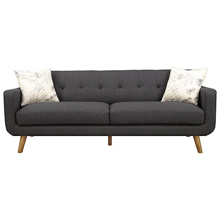 Tufted Back Contemporary Sofa with 2 Accent Pillows