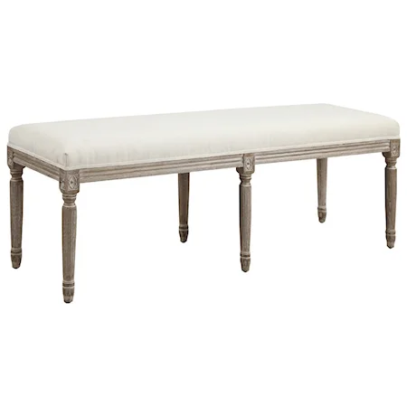 Relaxed Vintage Dining Bench with Upholstered Seat