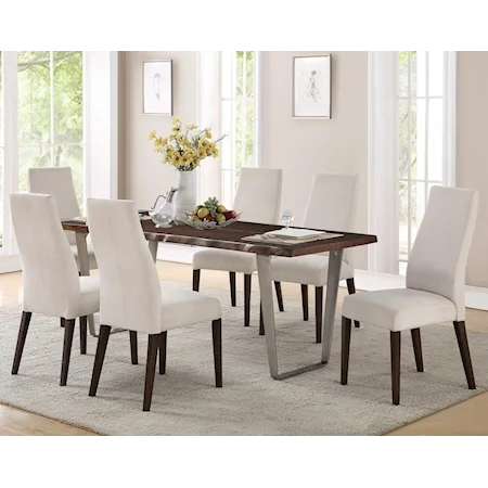 7-Piece Dining Table Set w/ Live Edge Solid Mahogany Top