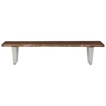 Contemporary Dining Bench w/ Live Edge Solid Mahogany Top and Metal Legs