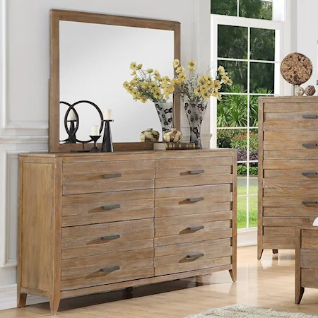 Rustic 8-Drawer Dresser and Mirror Set